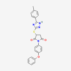 molecular formula C25H20N4O3S B4029153 3-{[5-(4-methylphenyl)-4H-1,2,4-triazol-3-yl]sulfanyl}-1-(4-phenoxyphenyl)pyrrolidine-2,5-dione 