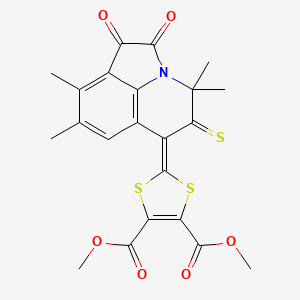 dimethyl 2-(4,4,8,9-tetramethyl-1,2-dioxo-5-thioxo-1,2,4,5-tetrahydro-6H-pyrrolo[3,2,1-ij]quinolin-6-ylidene)-1,3-dithiole-4,5-dicarboxylate