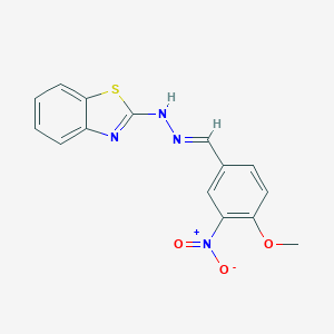 molecular formula C15H12N4O3S B402920 N-Benzothiazol-2-yl-N'-(4-methoxy-3-nitro-benzylidene)-hydrazine 
