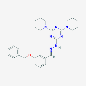 molecular formula C27H33N7O B402922 3-(Benzyloxy)benzaldehyde [4,6-di(1-piperidinyl)-1,3,5-triazin-2-yl]hydrazone 