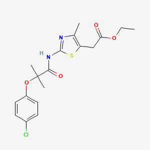 ETHYL 2-(2-{[2-(4-CHLOROPHENOXY)-2-METHYLPROPANOYL]AMINO}-4-METHYL-1,3-THIAZOL-5-YL)ACETATE