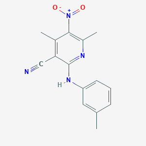 molecular formula C15H14N4O2 B402928 5-Nitro-4,6-dimethyl-2-(3-toluidino)nicotinonitrile 