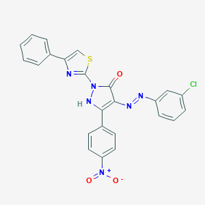 (4Z)-4-[2-(3-chlorophenyl)hydrazinylidene]-5-(4-nitrophenyl)-2-(4-phenyl-1,3-thiazol-2-yl)-2,4-dihydro-3H-pyrazol-3-one