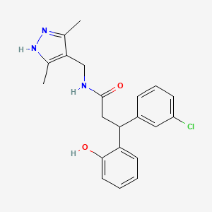 3-(3-chlorophenyl)-N-[(3,5-dimethyl-1H-pyrazol-4-yl)methyl]-3-(2-hydroxyphenyl)propanamide