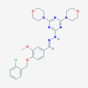 molecular formula C26H30ClN7O4 B402939 4-[(2-Chlorobenzyl)oxy]-3-methoxybenzaldehyde [4,6-di(4-morpholinyl)-1,3,5-triazin-2-yl]hydrazone 