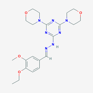 molecular formula C21H29N7O4 B402940 4-Ethoxy-3-methoxybenzaldehyde [4,6-di(4-morpholinyl)-1,3,5-triazin-2-yl]hydrazone 