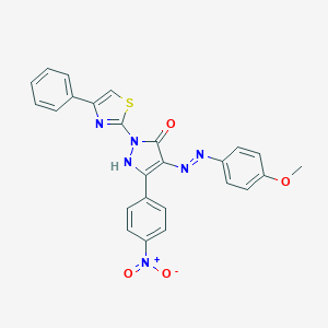 (4Z)-4-[2-(4-methoxyphenyl)hydrazinylidene]-5-(4-nitrophenyl)-2-(4-phenyl-1,3-thiazol-2-yl)-2,4-dihydro-3H-pyrazol-3-one