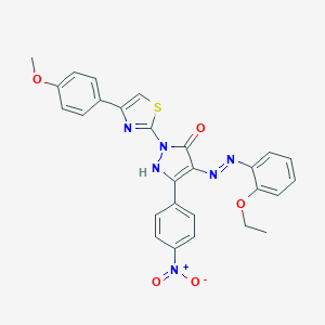 molecular formula C27H22N6O5S B402947 3-{4-nitrophenyl}-1-[4-(4-methoxyphenyl)-1,3-thiazol-2-yl]-1H-pyrazole-4,5-dione 4-[(2-ethoxyphenyl)hydrazone] 