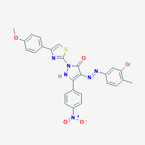 molecular formula C26H19BrN6O4S B402949 (4Z)-4-[2-(3-bromo-4-methylphenyl)hydrazinylidene]-2-[4-(4-methoxyphenyl)-1,3-thiazol-2-yl]-5-(4-nitrophenyl)-2,4-dihydro-3H-pyrazol-3-one 