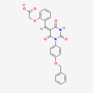 molecular formula C26H20N2O7 B4029519 2-[2-[(E)-[2,4,6-trioxo-1-(4-phenylmethoxyphenyl)-1,3-diazinan-5-ylidene]methyl]phenoxy]acetic acid 