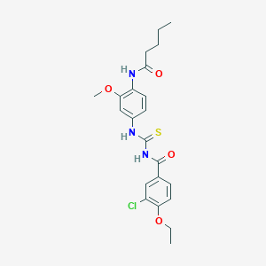 molecular formula C22H26ClN3O4S B4029561 3-chloro-4-ethoxy-N-({[3-methoxy-4-(pentanoylamino)phenyl]amino}carbonothioyl)benzamide 