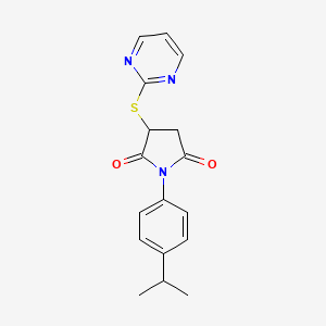 molecular formula C17H17N3O2S B4029594 1-(4-Isopropyl-phenyl)-3-(pyrimidin-2-ylsulfanyl)-pyrrolidine-2,5-dione 