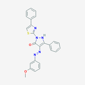 molecular formula C25H19N5O2S B402960 (4Z)-4-[2-(3-methoxyphenyl)hydrazinylidene]-5-phenyl-2-(4-phenyl-1,3-thiazol-2-yl)-2,4-dihydro-3H-pyrazol-3-one 