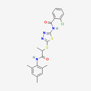 2-chloro-N-[5-({1-oxo-1-[(2,4,6-trimethylphenyl)amino]propan-2-yl}sulfanyl)-1,3,4-thiadiazol-2-yl]benzamide