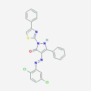 (4Z)-4-[2-(2,5-dichlorophenyl)hydrazinylidene]-5-phenyl-2-(4-phenyl-1,3-thiazol-2-yl)-2,4-dihydro-3H-pyrazol-3-one