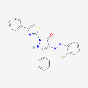 (4Z)-4-[2-(2-bromophenyl)hydrazinylidene]-5-phenyl-2-(4-phenyl-1,3-thiazol-2-yl)-2,4-dihydro-3H-pyrazol-3-one