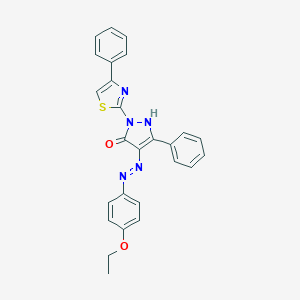 (4Z)-4-[2-(4-ethoxyphenyl)hydrazinylidene]-5-phenyl-2-(4-phenyl-1,3-thiazol-2-yl)-2,4-dihydro-3H-pyrazol-3-one