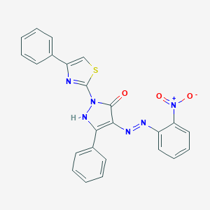 molecular formula C24H16N6O3S B402966 (4Z)-4-[2-(2-nitrophenyl)hydrazinylidene]-5-phenyl-2-(4-phenyl-1,3-thiazol-2-yl)-2,4-dihydro-3H-pyrazol-3-one 