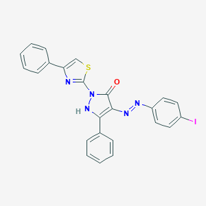 molecular formula C24H16IN5OS B402967 (4Z)-4-[2-(4-iodophenyl)hydrazinylidene]-5-phenyl-2-(4-phenyl-1,3-thiazol-2-yl)-2,4-dihydro-3H-pyrazol-3-one 