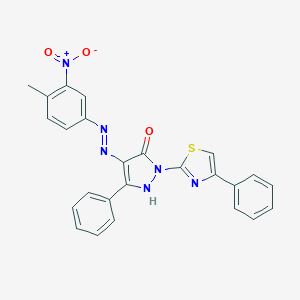 molecular formula C25H18N6O3S B402968 4-[(4-Methyl-3-nitro-phenyl)-hydrazono]-5-phenyl-2-(4-phenyl-thiazol-2-yl)-2,4-d 