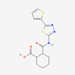 molecular formula C14H15N3O3S2 B4029687 2-{[5-(Thiophen-2-yl)-1,3,4-thiadiazol-2-yl]carbamoyl}cyclohexanecarboxylic acid 