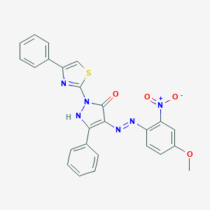 molecular formula C25H18N6O4S B402970 (4E)-4-[2-(4-methoxy-2-nitrophenyl)hydrazinylidene]-5-phenyl-2-(4-phenyl-1,3-thiazol-2-yl)-2,4-dihydro-3H-pyrazol-3-one 