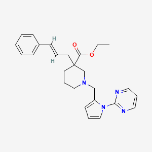 molecular formula C26H30N4O2 B4029728 ethyl 3-[(2E)-3-phenyl-2-propen-1-yl]-1-{[1-(2-pyrimidinyl)-1H-pyrrol-2-yl]methyl}-3-piperidinecarboxylate 