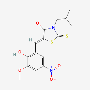 molecular formula C15H16N2O5S2 B4029730 5-(2-hydroxy-3-methoxy-5-nitrobenzylidene)-3-isobutyl-2-thioxo-1,3-thiazolidin-4-one 