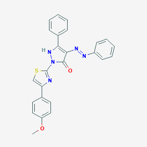 molecular formula C25H19N5O2S B402977 (4E)-2-[4-(4-methoxyphenyl)-1,3-thiazol-2-yl]-5-phenyl-4-(2-phenylhydrazinylidene)-2,4-dihydro-3H-pyrazol-3-one 
