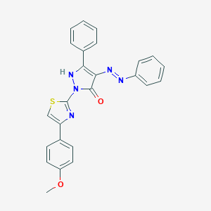 (4E)-2-[4-(4-methoxyphenyl)-1,3-thiazol-2-yl]-5-phenyl-4-(2-phenylhydrazinylidene)-2,4-dihydro-3H-pyrazol-3-one