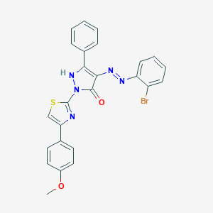 molecular formula C25H18BrN5O2S B402978 (4E)-4-[2-(2-bromophenyl)hydrazinylidene]-2-[4-(4-methoxyphenyl)-1,3-thiazol-2-yl]-5-phenyl-2,4-dihydro-3H-pyrazol-3-one 