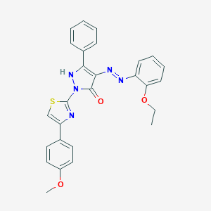 molecular formula C27H23N5O3S B402979 (4E)-4-[2-(2-ethoxyphenyl)hydrazinylidene]-2-[4-(4-methoxyphenyl)-1,3-thiazol-2-yl]-5-phenyl-2,4-dihydro-3H-pyrazol-3-one 