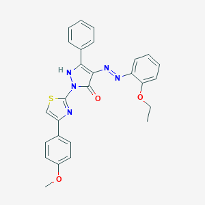 (4E)-4-[2-(2-ethoxyphenyl)hydrazinylidene]-2-[4-(4-methoxyphenyl)-1,3-thiazol-2-yl]-5-phenyl-2,4-dihydro-3H-pyrazol-3-one