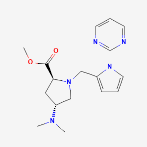 molecular formula C17H23N5O2 B4029804 methyl (2S,4R)-4-(dimethylamino)-1-[(1-pyrimidin-2-yl-1H-pyrrol-2-yl)methyl]pyrrolidine-2-carboxylate 