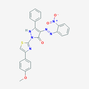 molecular formula C25H18N6O4S B402984 (4E)-2-[4-(4-methoxyphenyl)-1,3-thiazol-2-yl]-4-[2-(2-nitrophenyl)hydrazinylidene]-5-phenyl-2,4-dihydro-3H-pyrazol-3-one 