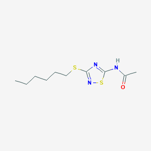 molecular formula C10H17N3OS2 B402991 N-(3-Hexylsulfanyl-[1,2,4]thiadiazol-5-yl)-acetamide 
