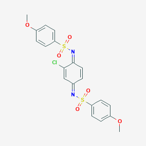 molecular formula C20H17ClN2O6S2 B402995 N-(2-chloro-4-{[(4-methoxyphenyl)sulfonyl]imino}-2,5-cyclohexadien-1-ylidene)-4-methoxybenzenesulfonamide 