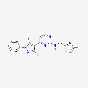 4-(3,5-dimethyl-1-phenyl-1H-pyrazol-4-yl)-N-[(4-methyl-1,3-thiazol-2-yl)methyl]pyrimidin-2-amine