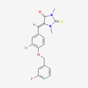 5-{3-chloro-4-[(3-fluorobenzyl)oxy]benzylidene}-1,3-dimethyl-2-thioxo-4-imidazolidinone