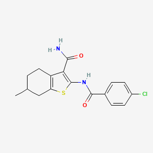 molecular formula C17H17ClN2O2S B4030053 2-[(4-chlorobenzoyl)amino]-6-methyl-4,5,6,7-tetrahydro-1-benzothiophene-3-carboxamide 