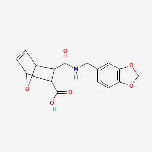 molecular formula C16H15NO6 B4030061 3-{[(1,3-benzodioxol-5-ylmethyl)amino]carbonyl}-7-oxabicyclo[2.2.1]hept-5-ene-2-carboxylic acid 