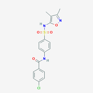 molecular formula C18H16ClN3O4S B403022 4-chloro-N-{4-[(3,4-dimethyl-1,2-oxazol-5-yl)sulfamoyl]phenyl}benzamide 