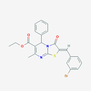 molecular formula C23H19BrN2O3S B403030 ethyl 2-(3-bromobenzylidene)-7-methyl-3-oxo-5-phenyl-2,3-dihydro-5H-[1,3]thiazolo[3,2-a]pyrimidine-6-carboxylate 