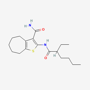 molecular formula C18H28N2O2S B4030323 2-[(2-ethylhexanoyl)amino]-5,6,7,8-tetrahydro-4H-cyclohepta[b]thiophene-3-carboxamide 