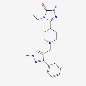 4-ethyl-5-{1-[(1-methyl-3-phenyl-1H-pyrazol-4-yl)methyl]piperidin-4-yl}-2,4-dihydro-3H-1,2,4-triazol-3-one