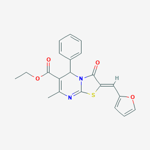 molecular formula C21H18N2O4S B403034 2-Furfurylidene-5-phenyl-3-oxo-7-methyl-2,3-dihydro-5H-thiazolo[3,2-a]pyrimidine-6-carboxylic acid ethyl ester 
