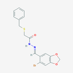 molecular formula C17H15BrN2O3S B403042 Benzylsulfanyl-acetic acid (6-bromo-benzo[1,3]dioxol-5-ylmethylene)-hydrazide 