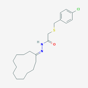 molecular formula C21H31ClN2OS B403050 2-[(4-chlorobenzyl)sulfanyl]-N'-cyclododecylideneacetohydrazide 