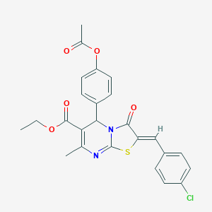 molecular formula C25H21ClN2O5S B403051 ethyl 5-[4-(acetyloxy)phenyl]-2-(4-chlorobenzylidene)-7-methyl-3-oxo-2,3-dihydro-5H-[1,3]thiazolo[3,2-a]pyrimidine-6-carboxylate 