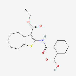 2-{[3-(ethoxycarbonyl)-5,6,7,8-tetrahydro-4H-cyclohepta[b]thiophen-2-yl]carbamoyl}cyclohexanecarboxylic acid